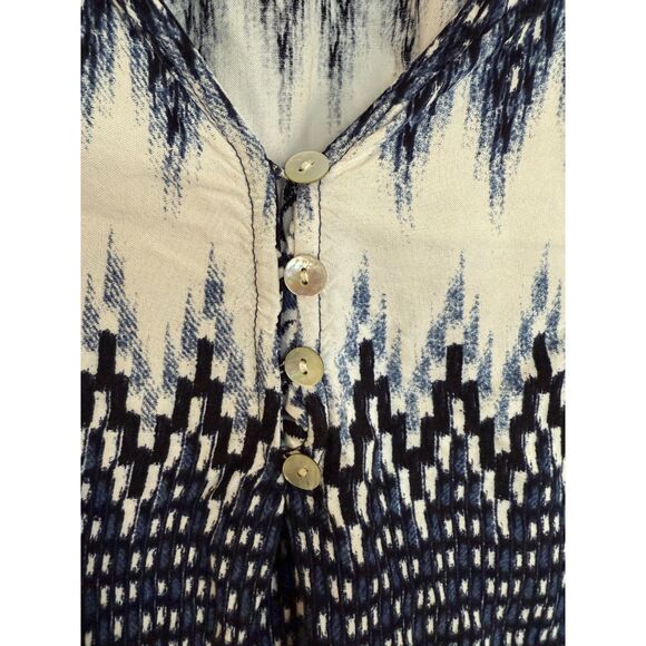 Anthropologie Fig&Flower Navy/White Peasant Top sz XL BOHO Elastic Waist - Picture 3 of 5